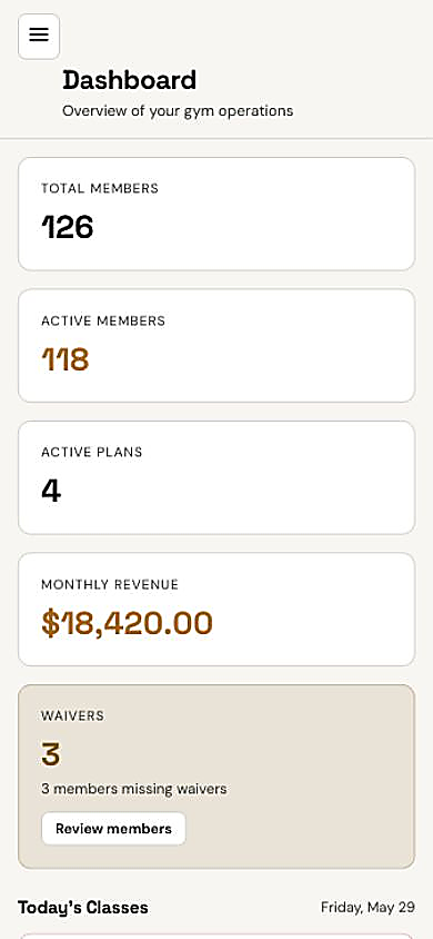 MatAdmin mobile dashboard screenshot