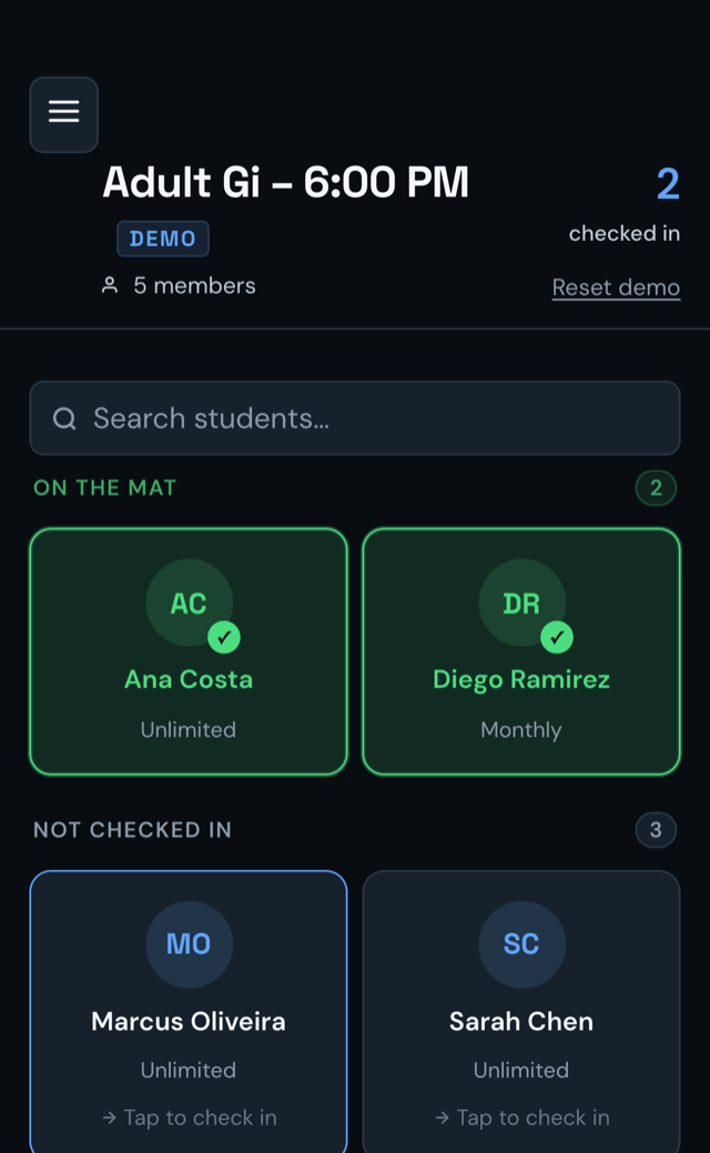 Mobile attendance with checked-in students