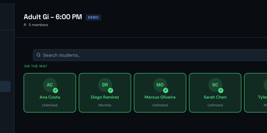 Live class attendance with checked-in students